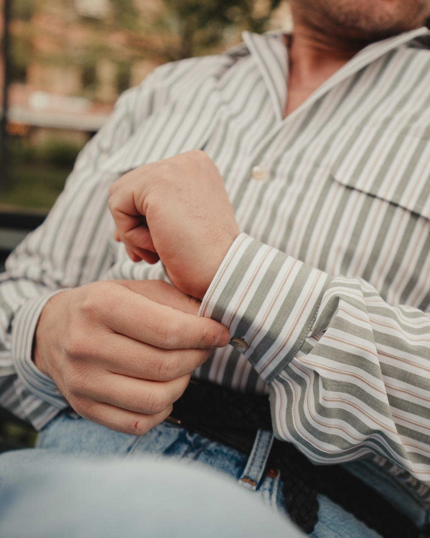 ARUSHA striped chambray safari shirt