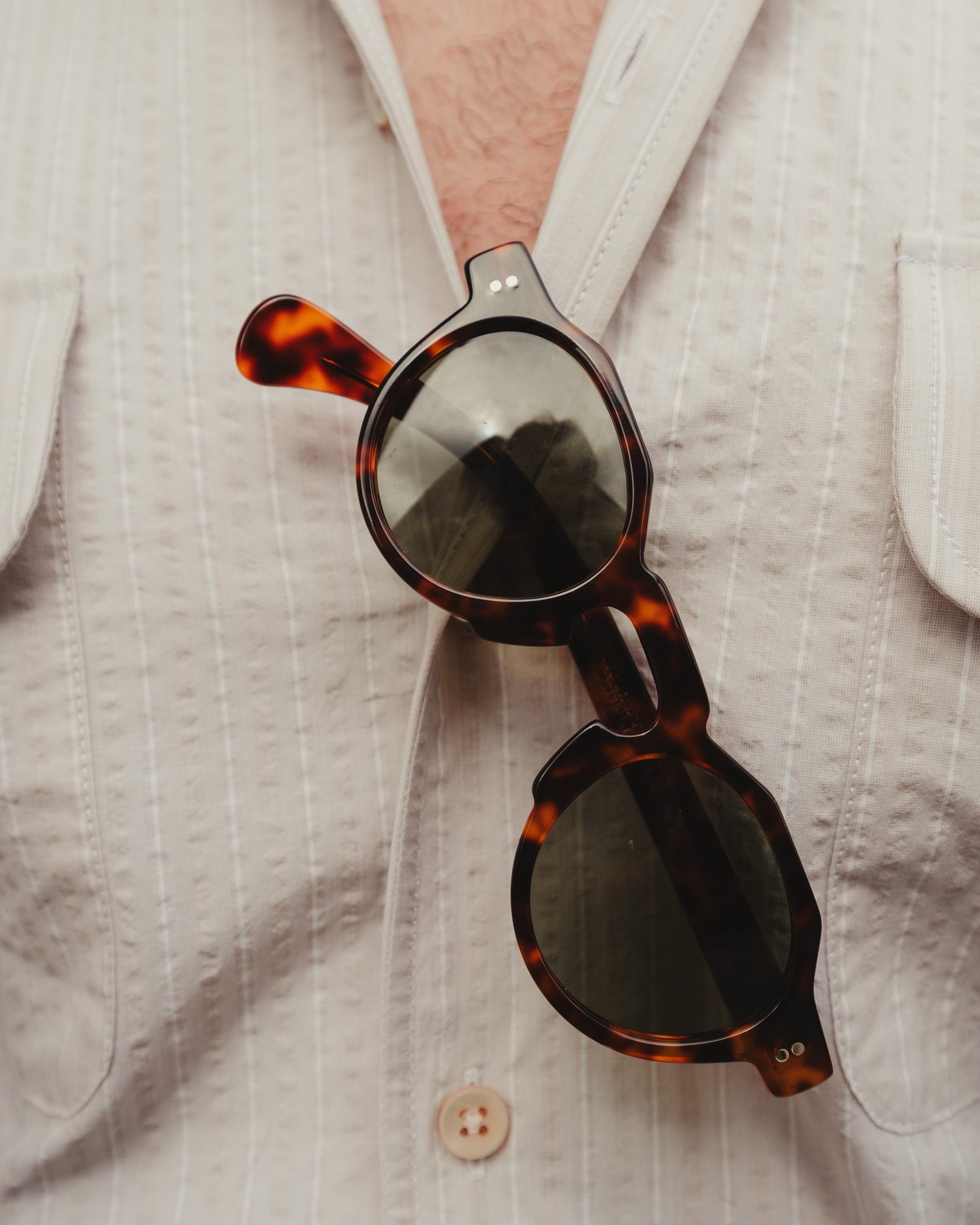ARUSHA cream seersucker safari shirt