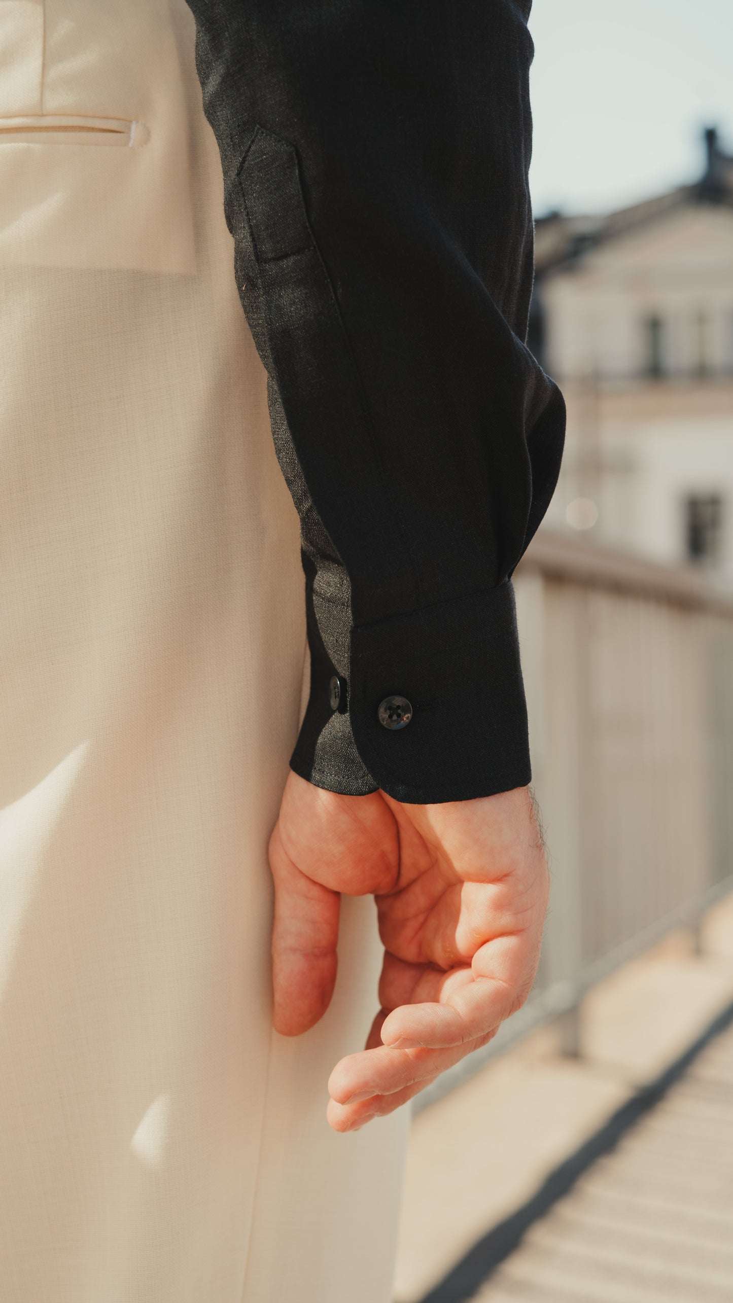 ARUSHA black linen safari shirt