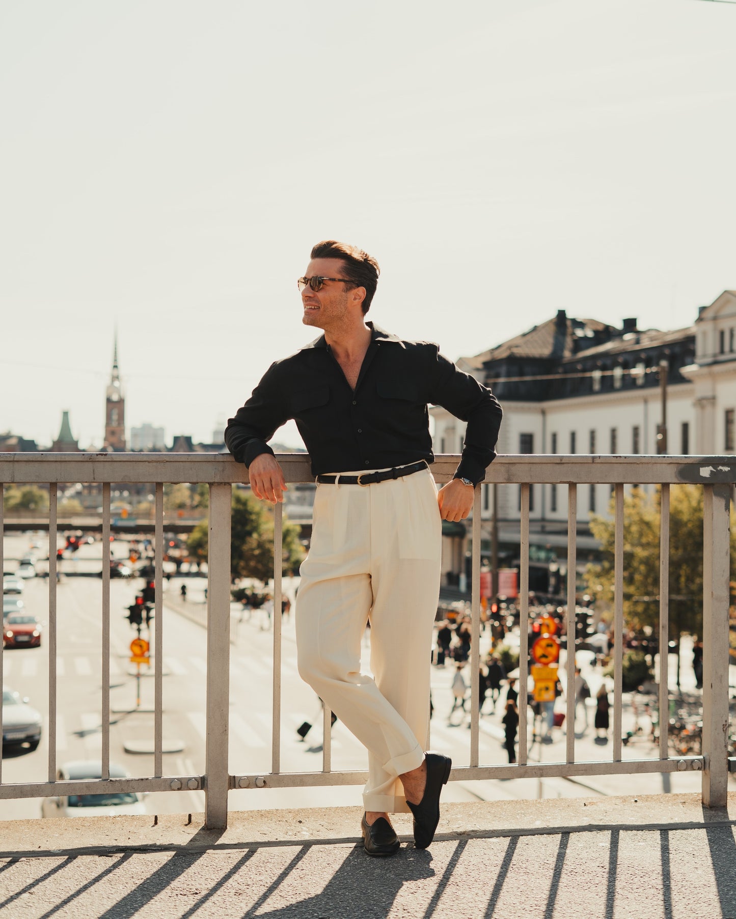 ARUSHA black linen safari shirt