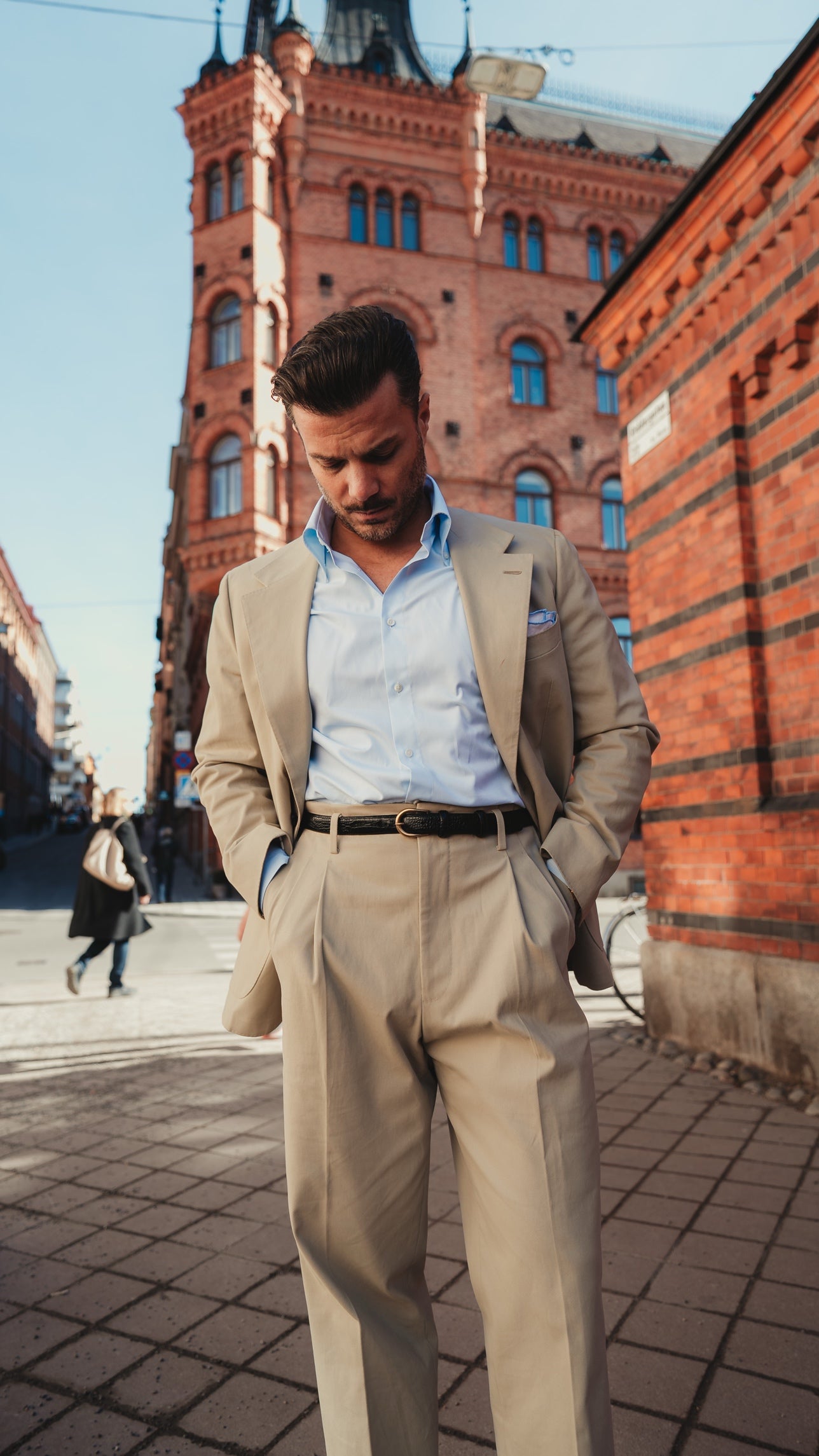 SERENO button-down light blue zephyr shirt