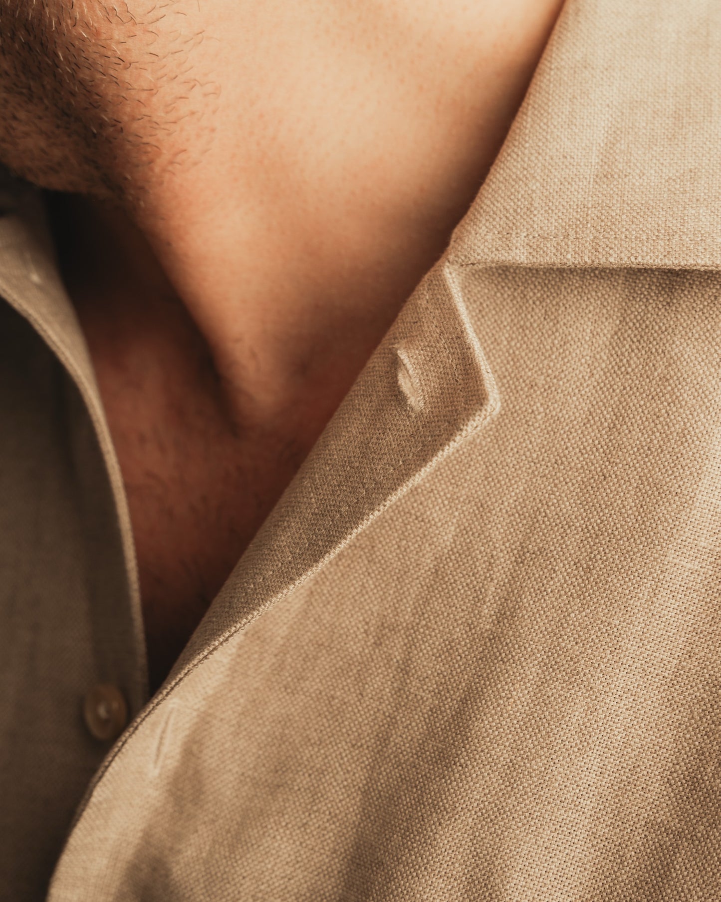 ARUSHA sand raw linen safari shirt