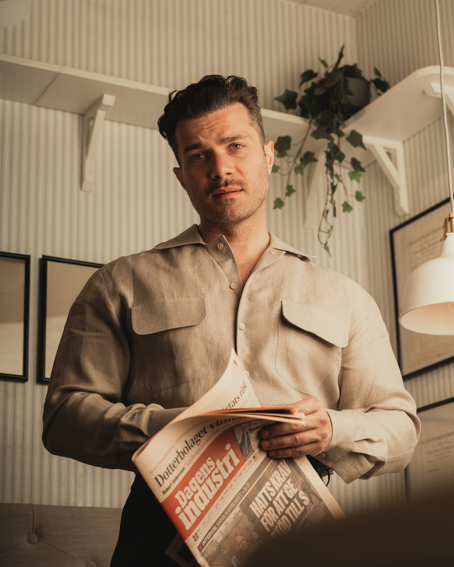 ARUSHA sand raw linen safari shirt