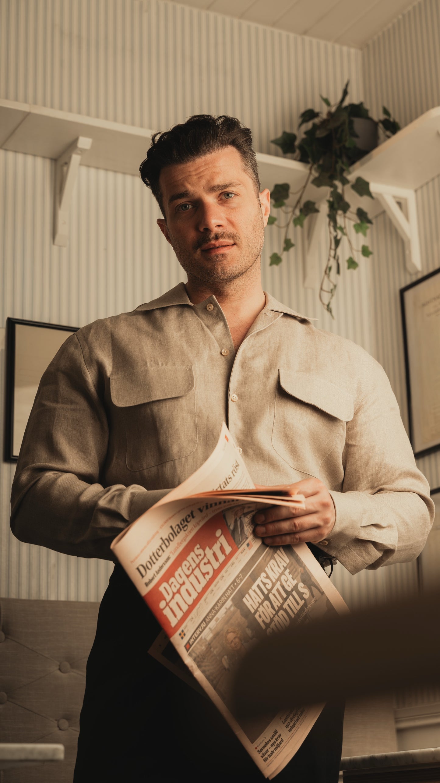 ARUSHA sand raw linen safari shirt