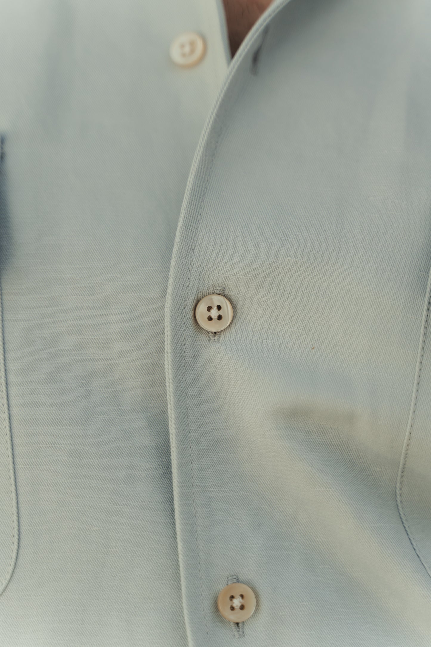 ARUSHA blue cotton/linen safari shirt