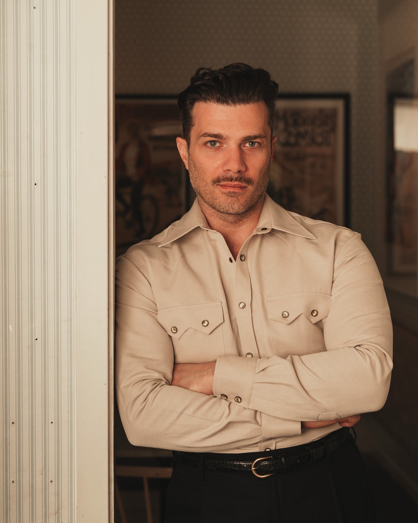NASHVILLE Western Shirt cotton/linen sand