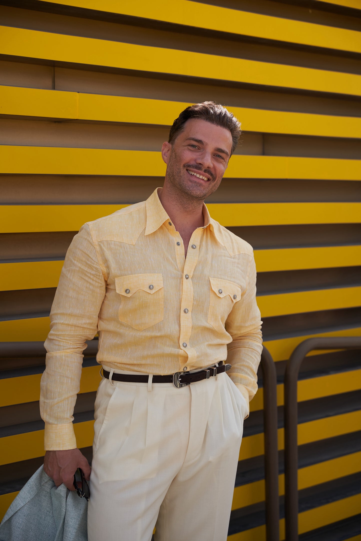 NASHVILLE Western Shirt Yellow Linen