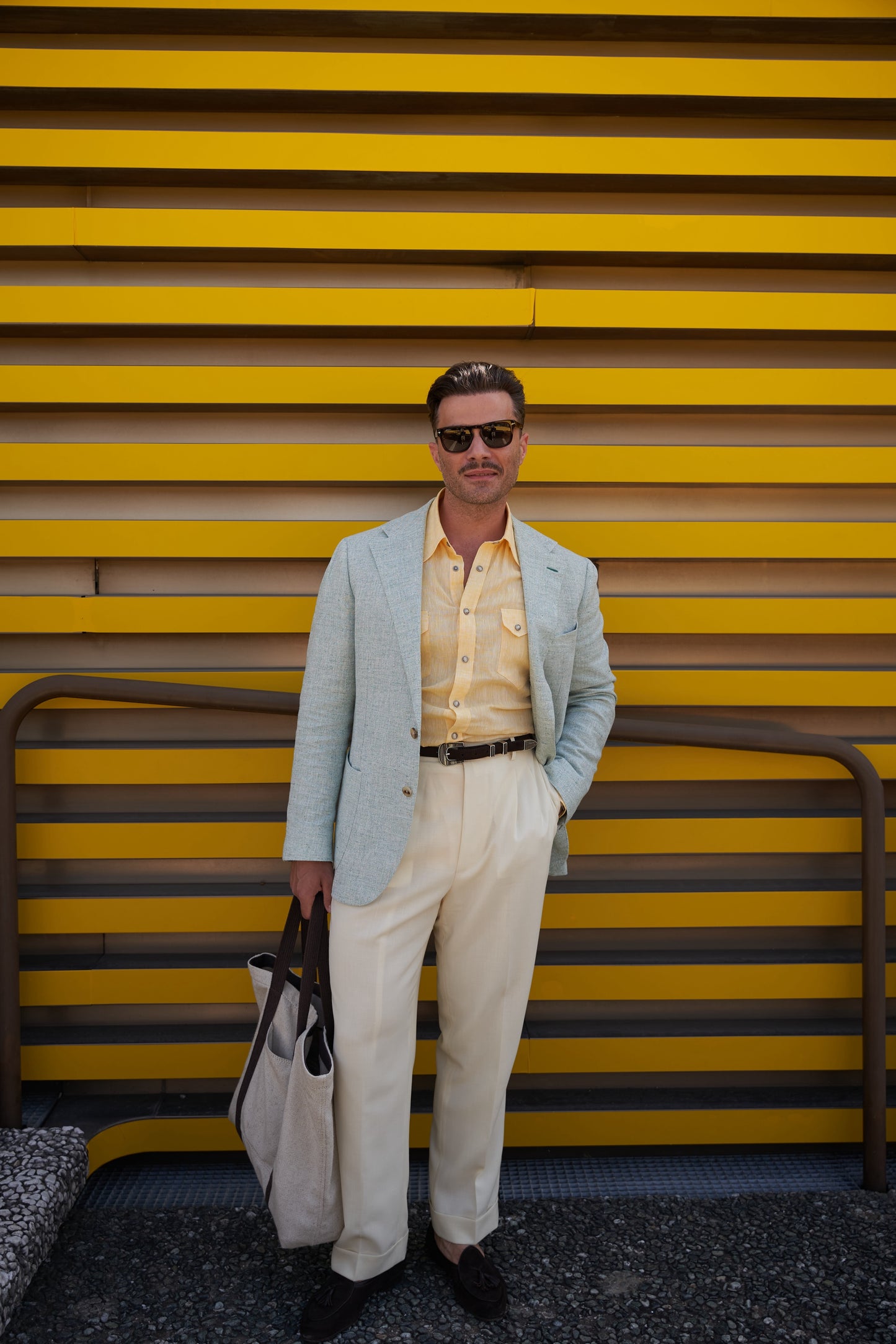 NASHVILLE Western Shirt Yellow Linen