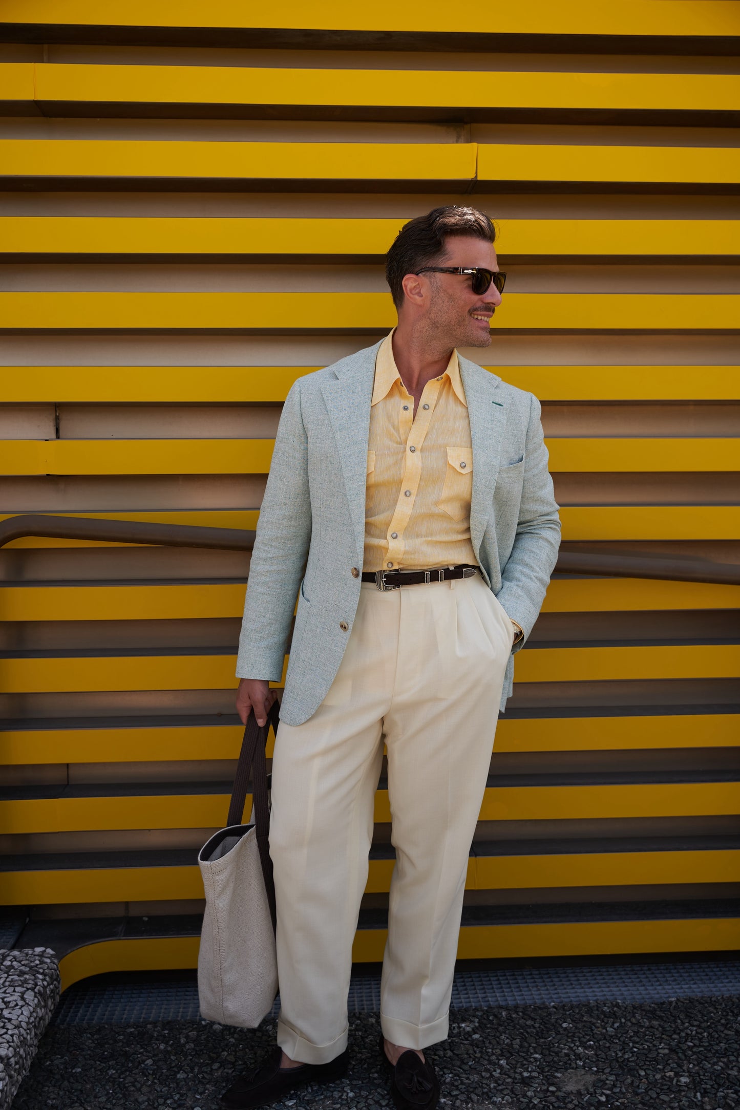 NASHVILLE Western Shirt Yellow Linen
