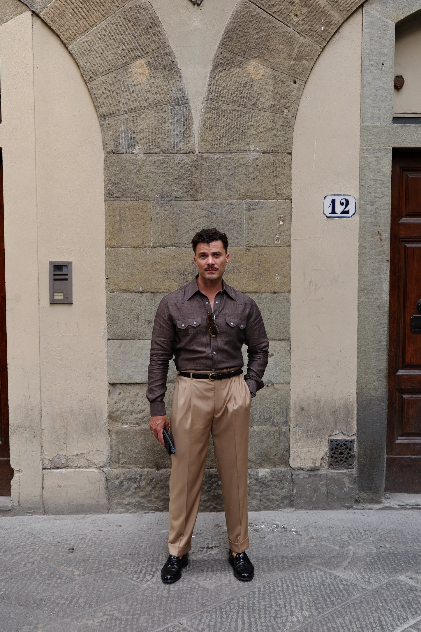 NASHVILLE Western Shirt  Brown Linen
