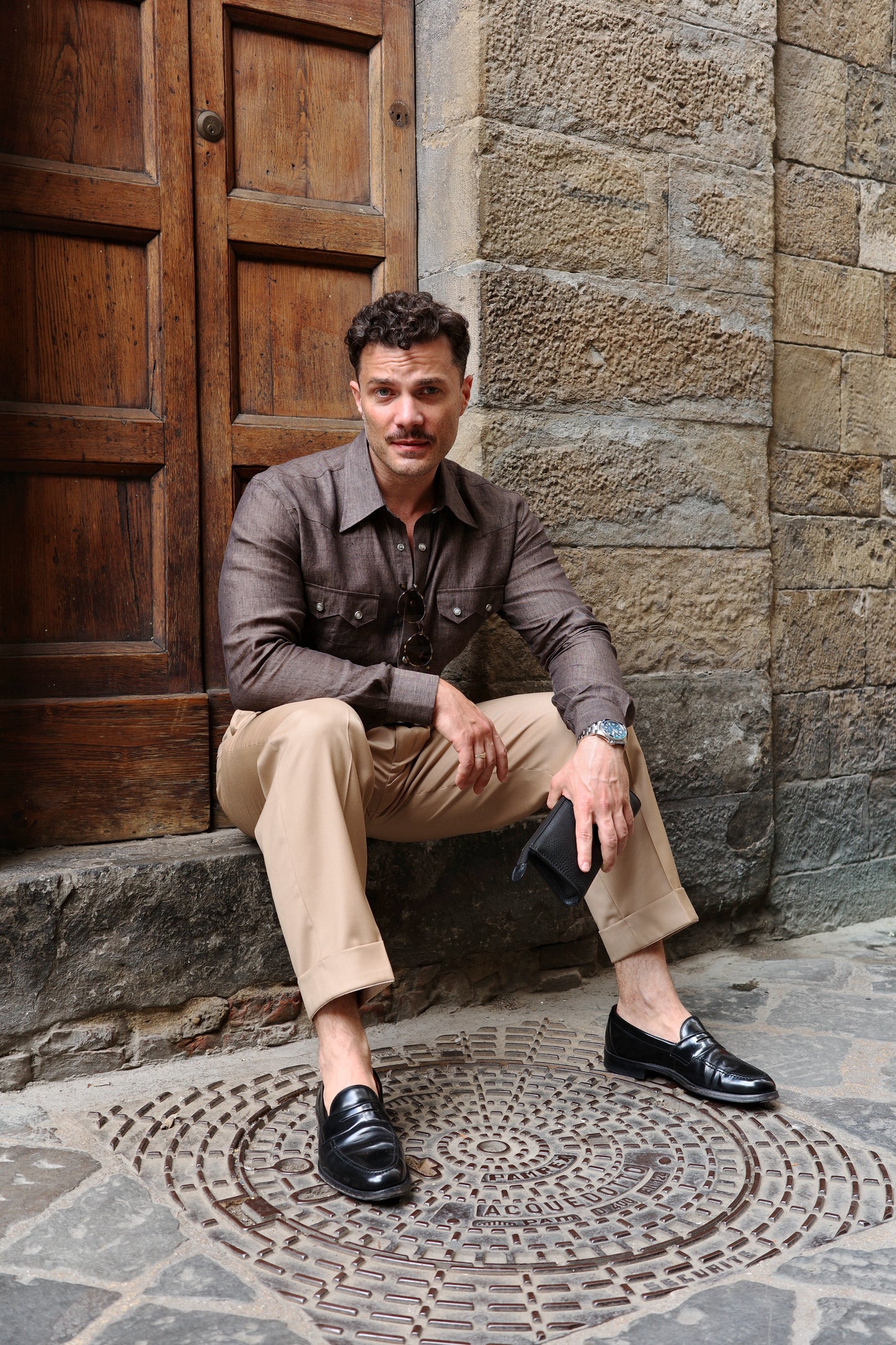 NASHVILLE Western Shirt  Brown Linen