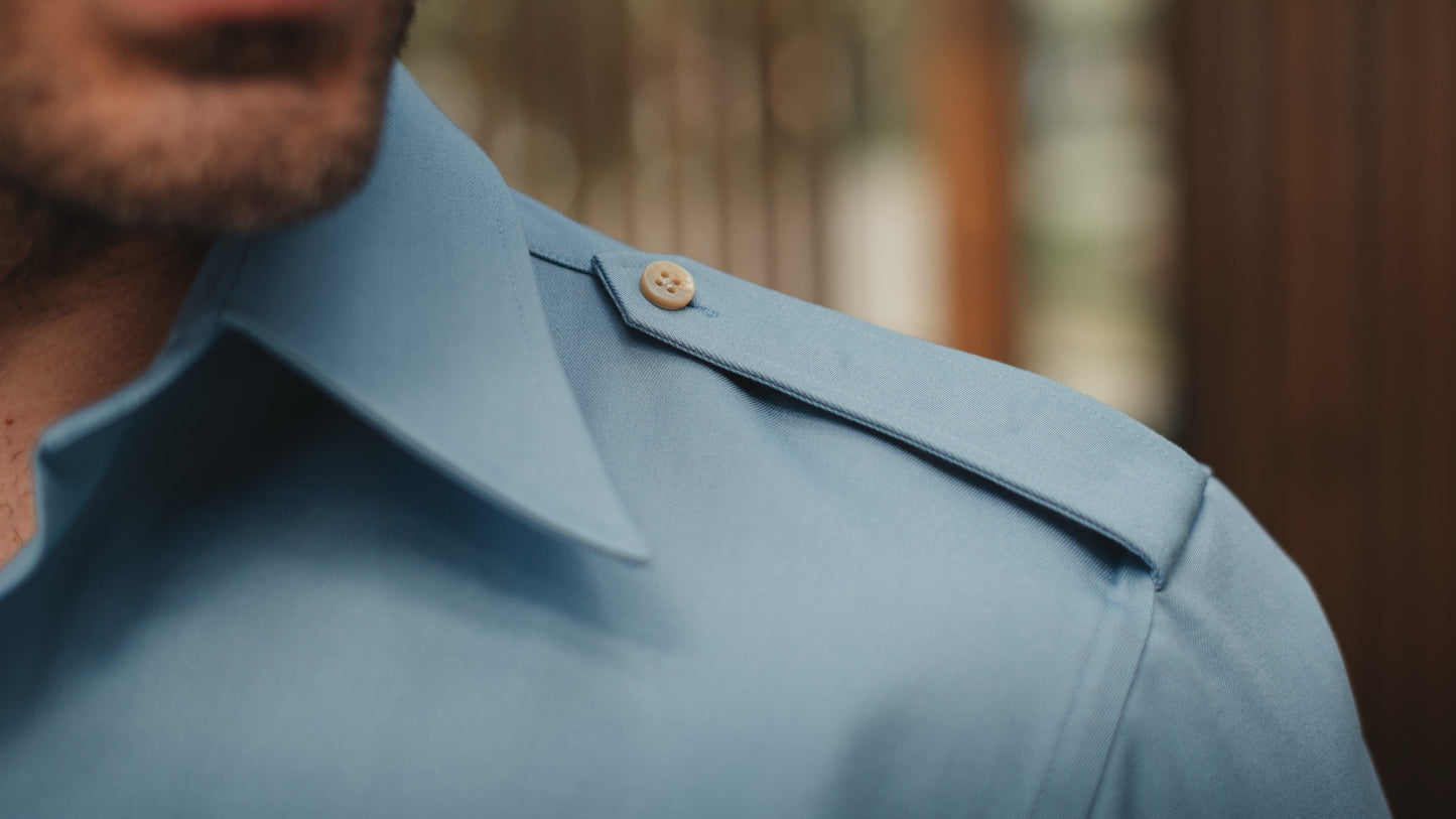 SENTINELLE French military shirt blue cotton twill