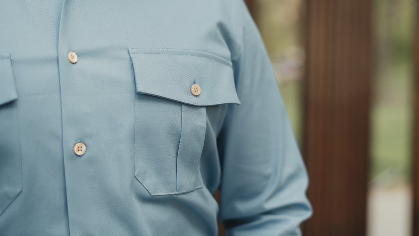 SENTINELLE French military shirt blue cotton twill