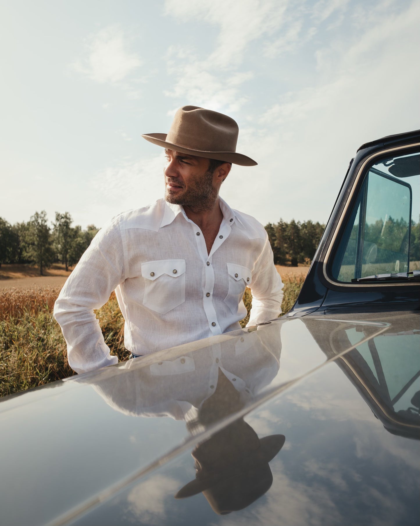 NASHVILLE Western Shirt White Linen