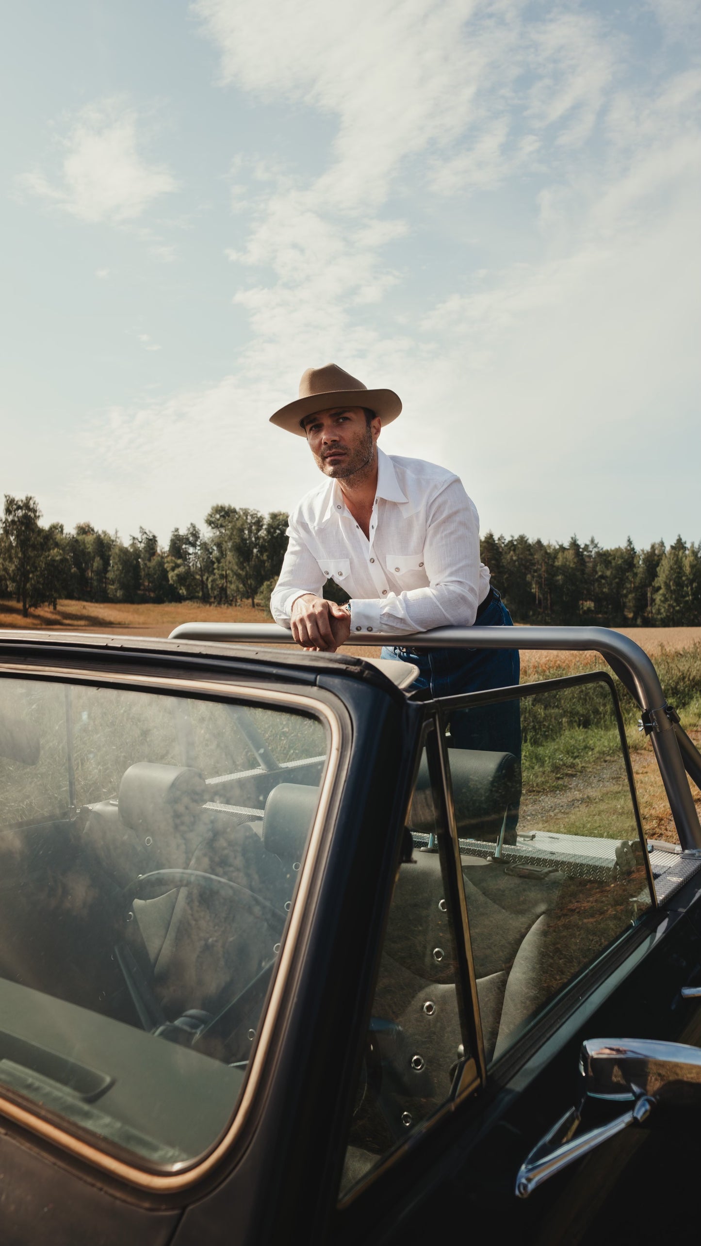 NASHVILLE Western Shirt White Linen