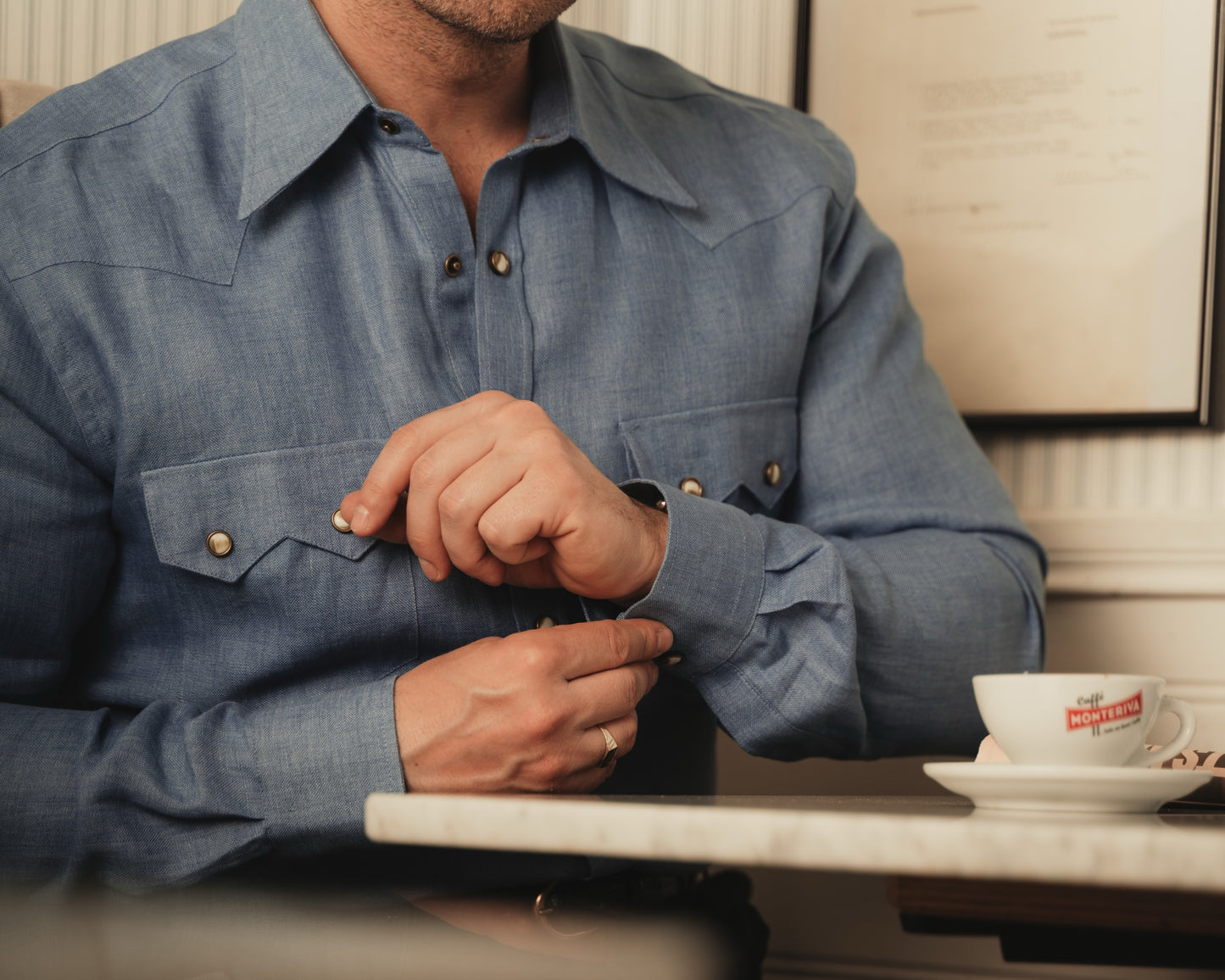 NASHVILLE Western Shirt blue linen