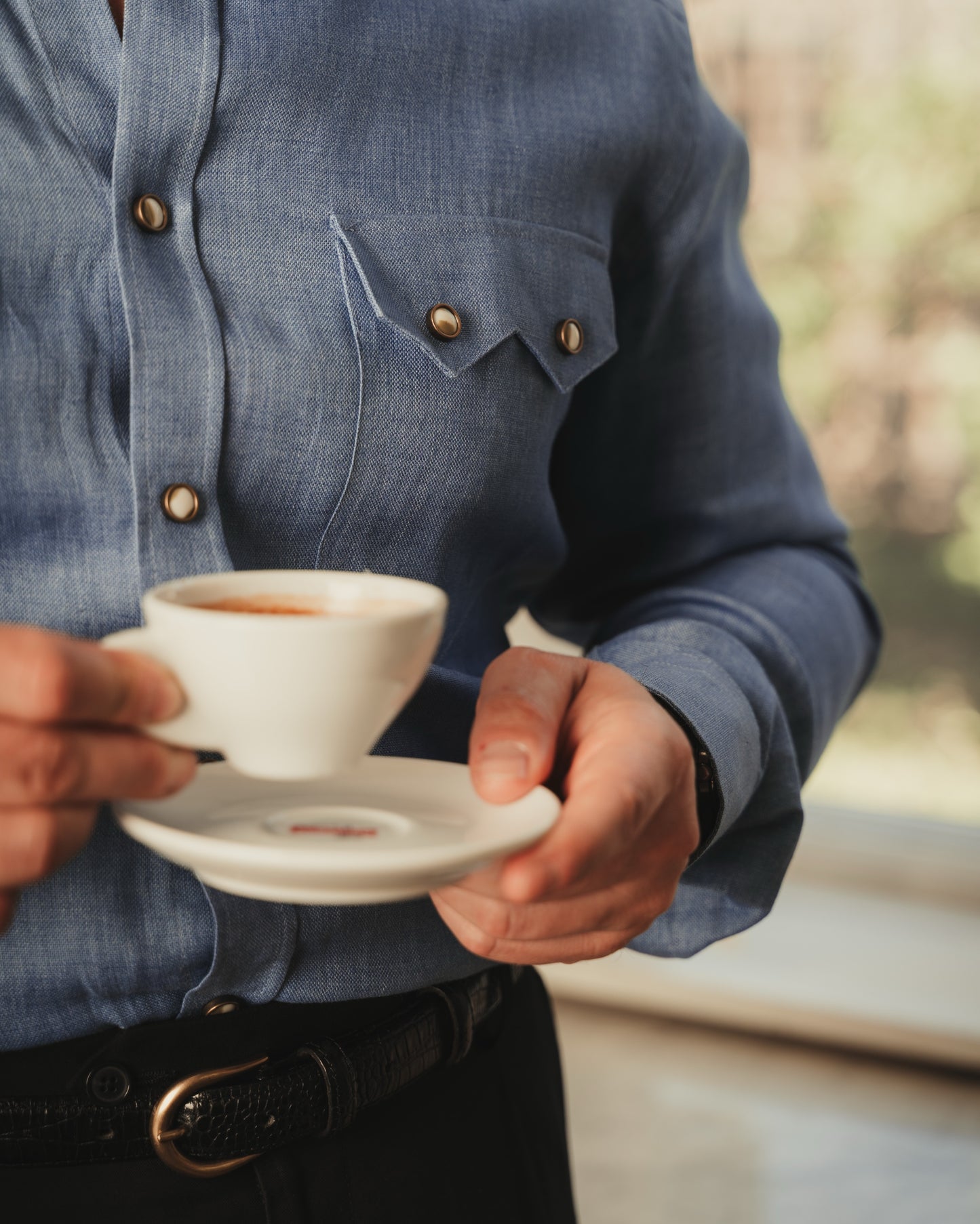 NASHVILLE Western Shirt blue linen