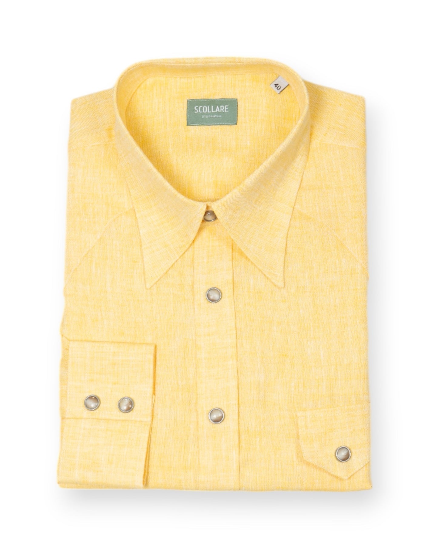 NASHVILLE Western Shirt Yellow Linen