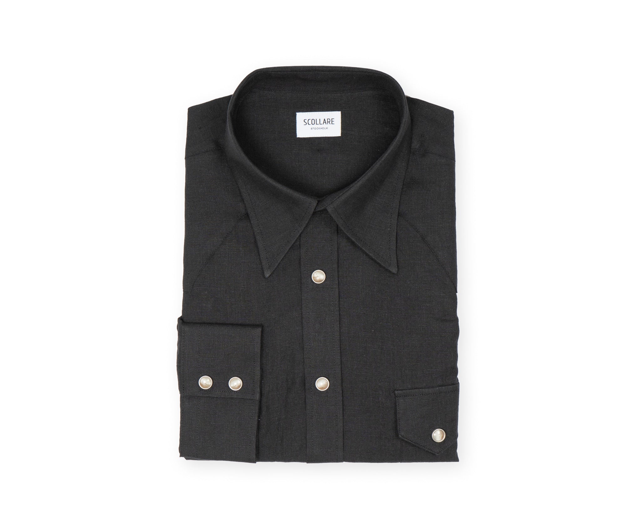 Nashville Black Linen Western Shirt: Made to Order