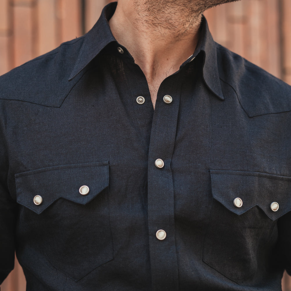 
                  
                    NASHVILLE Western Shirt black linen
                  
                