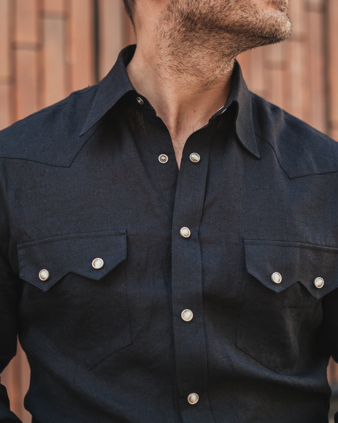 NASHVILLE Western Shirt black linen