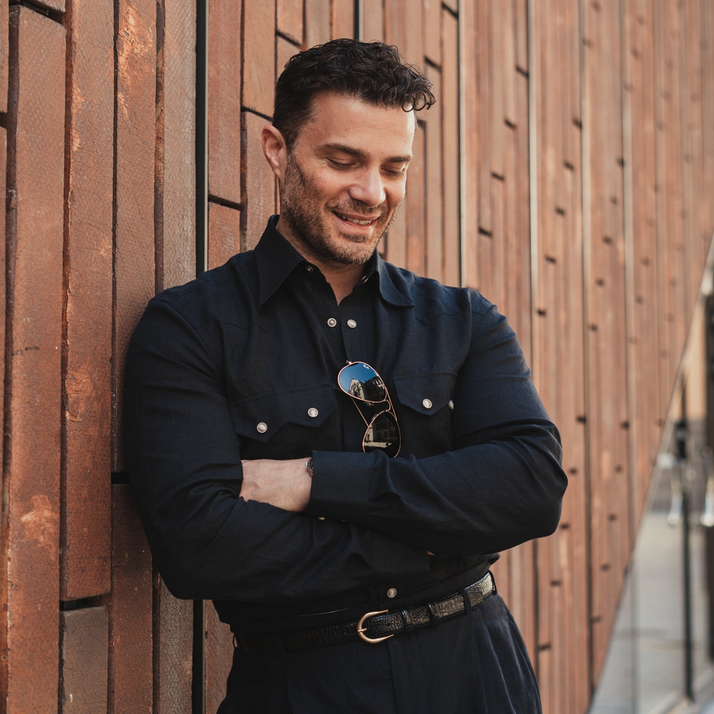 
                  
                    NASHVILLE Western Shirt black linen
                  
                