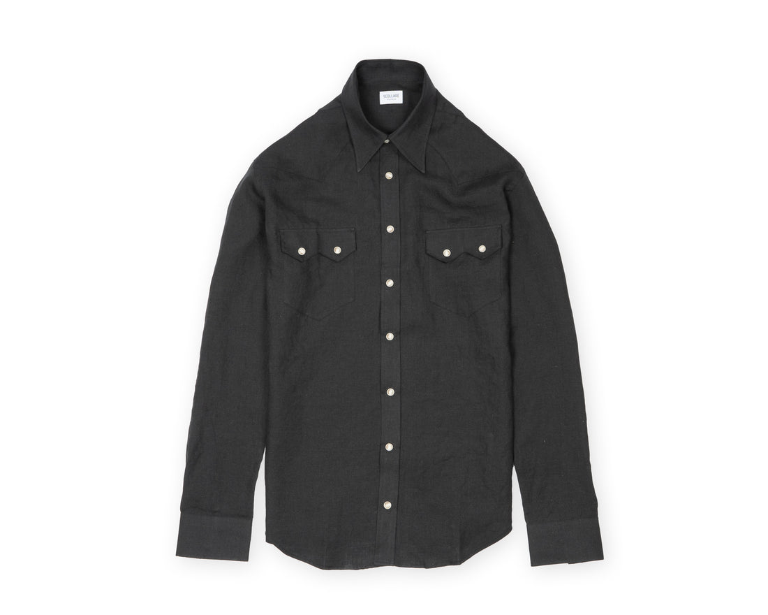 NASHVILLE Western Shirt black linen