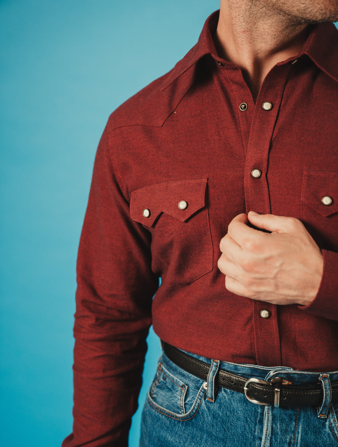 NASHVILLE Western Shirt dark red flannel LIMITED