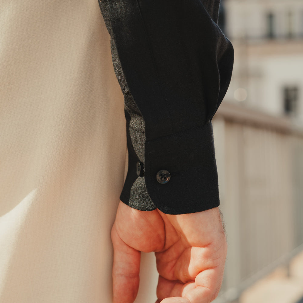 
                  
                    ARUSHA black linen safari shirt
                  
                