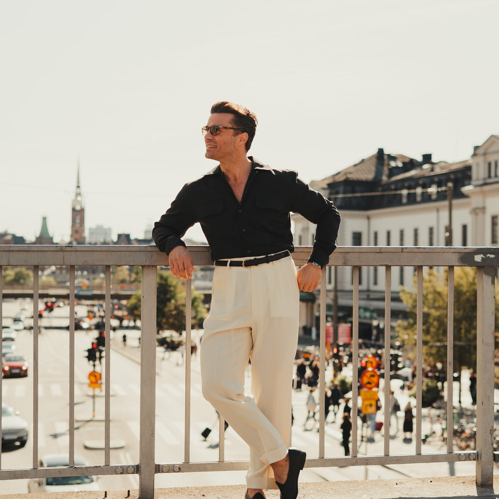 
                  
                    ARUSHA black linen safari shirt
                  
                