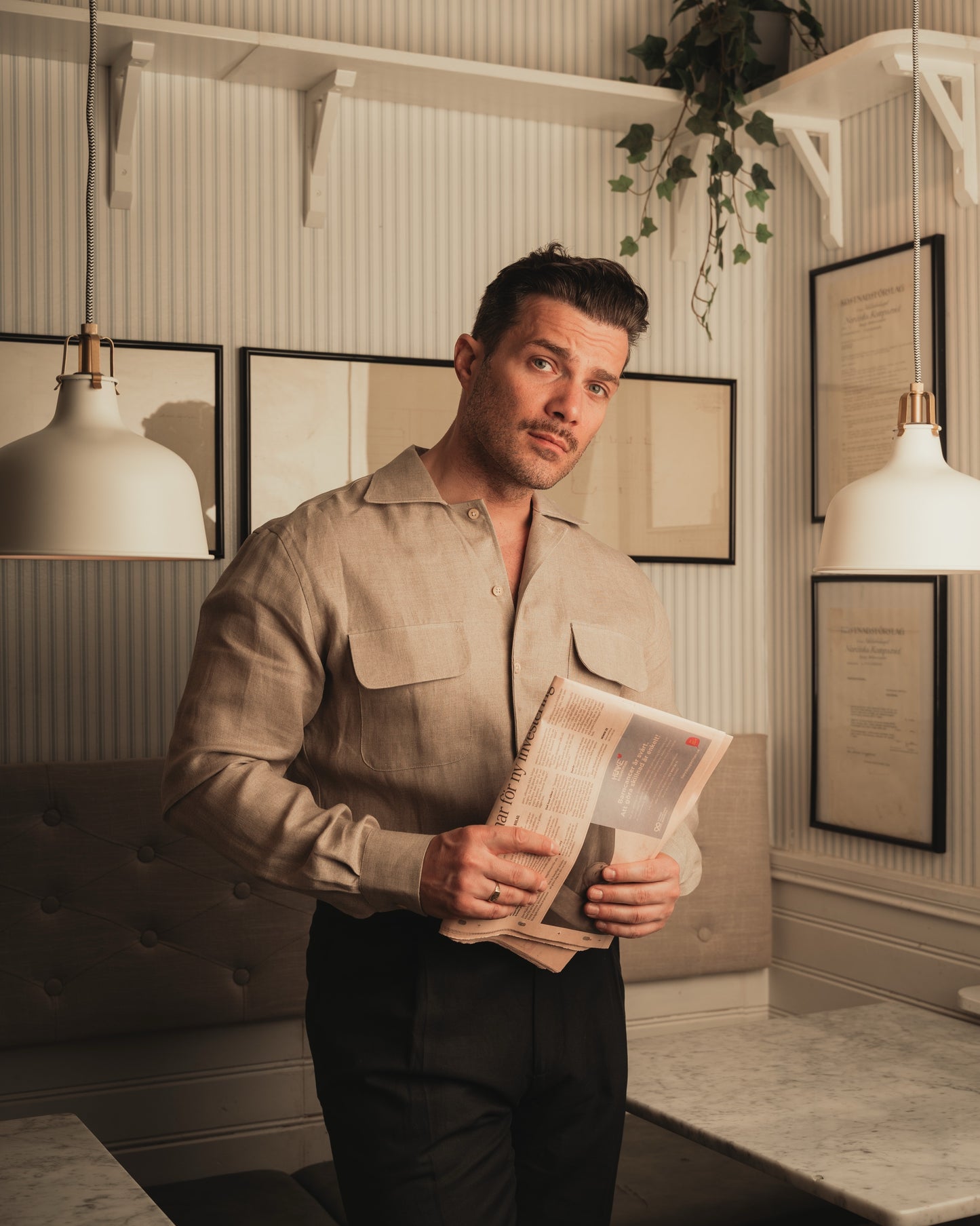ARUSHA sand raw linen safari shirt