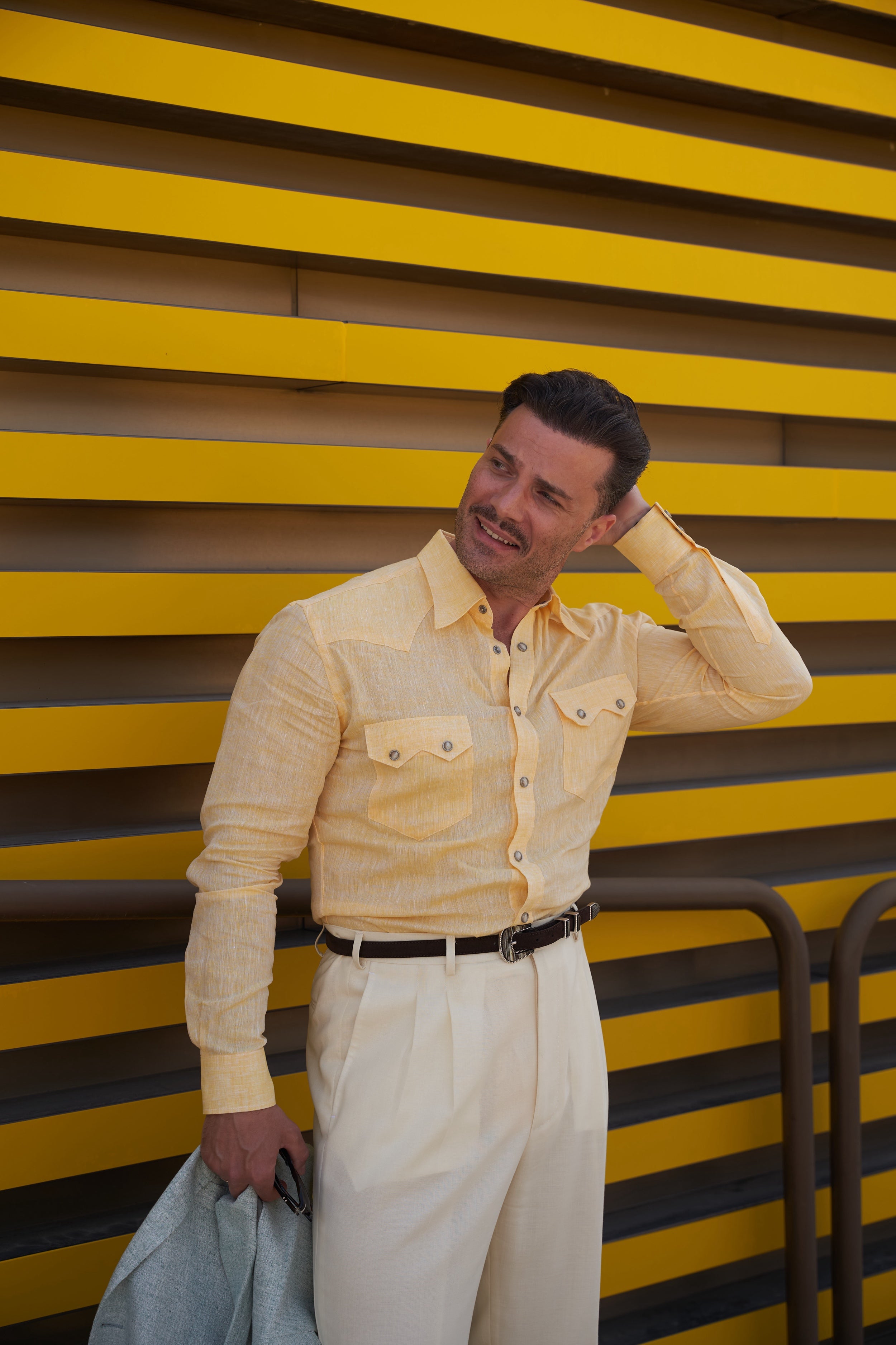 NASHVILLE Western Shirt Yellow Linen – SCOLLARE (M. Gronowski)