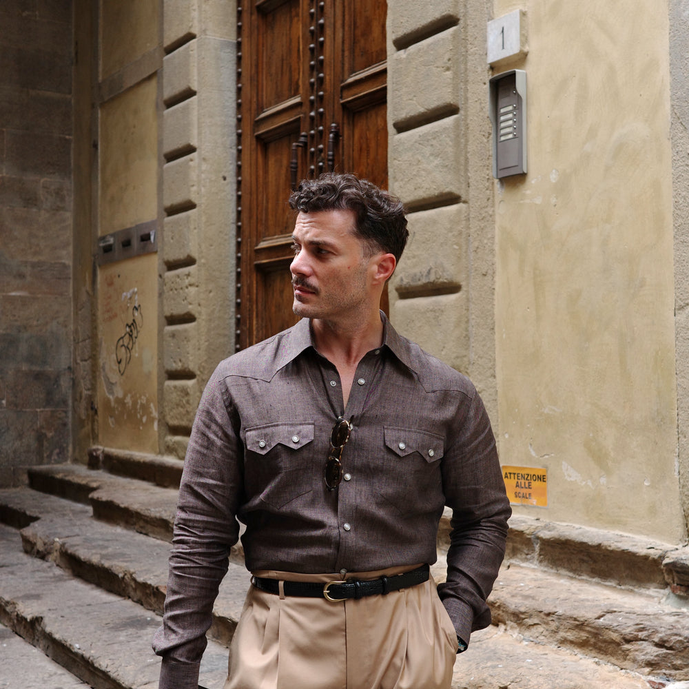 
                  
                    NASHVILLE Western Shirt  Brown Linen
                  
                