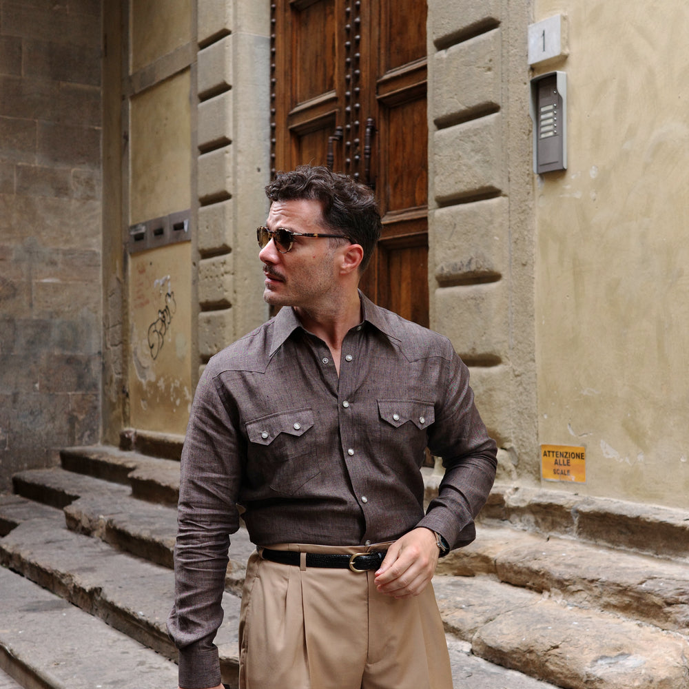 
                  
                    NASHVILLE Western Shirt  Brown Linen
                  
                