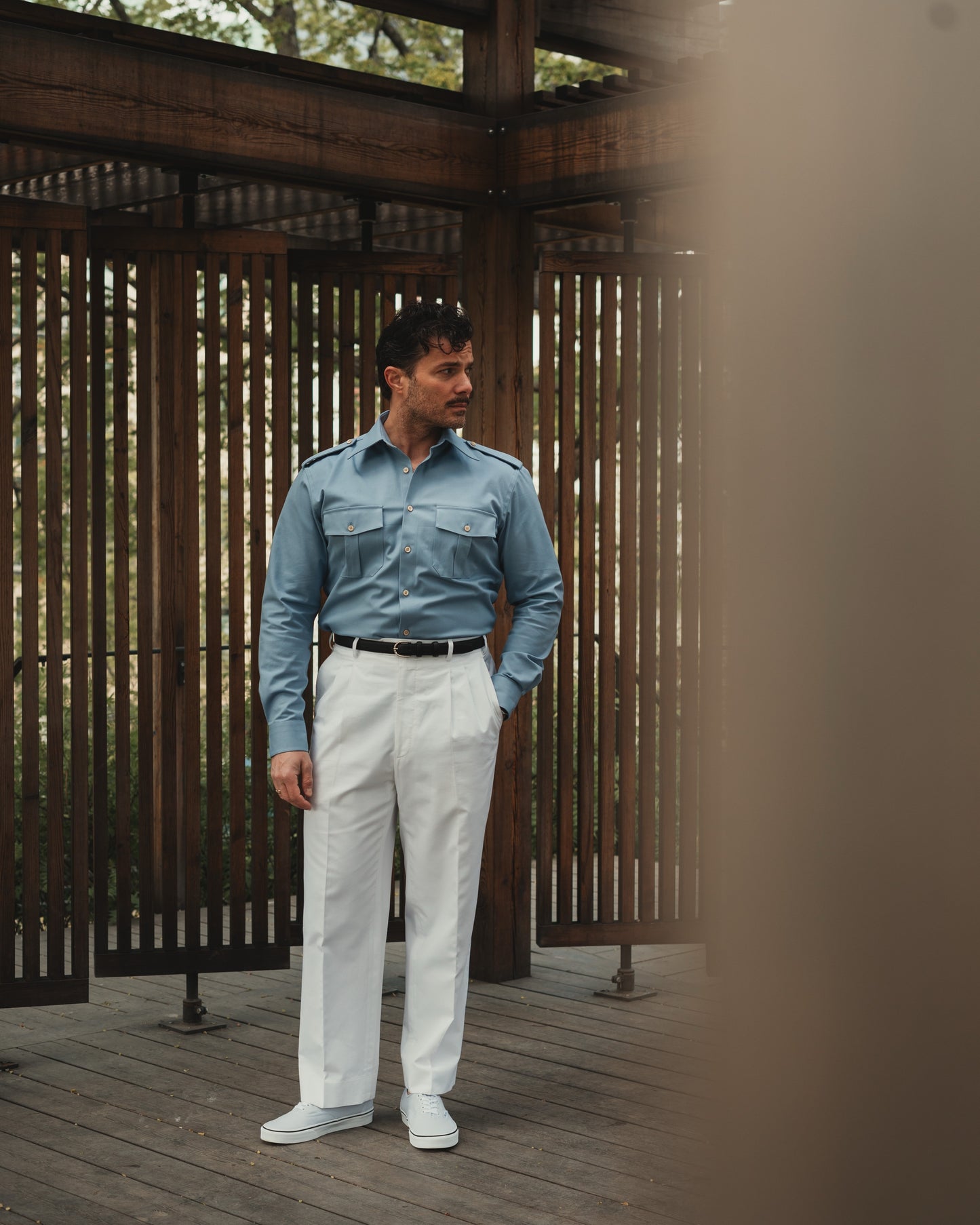 SENTINELLE French military shirt blue cotton twill
