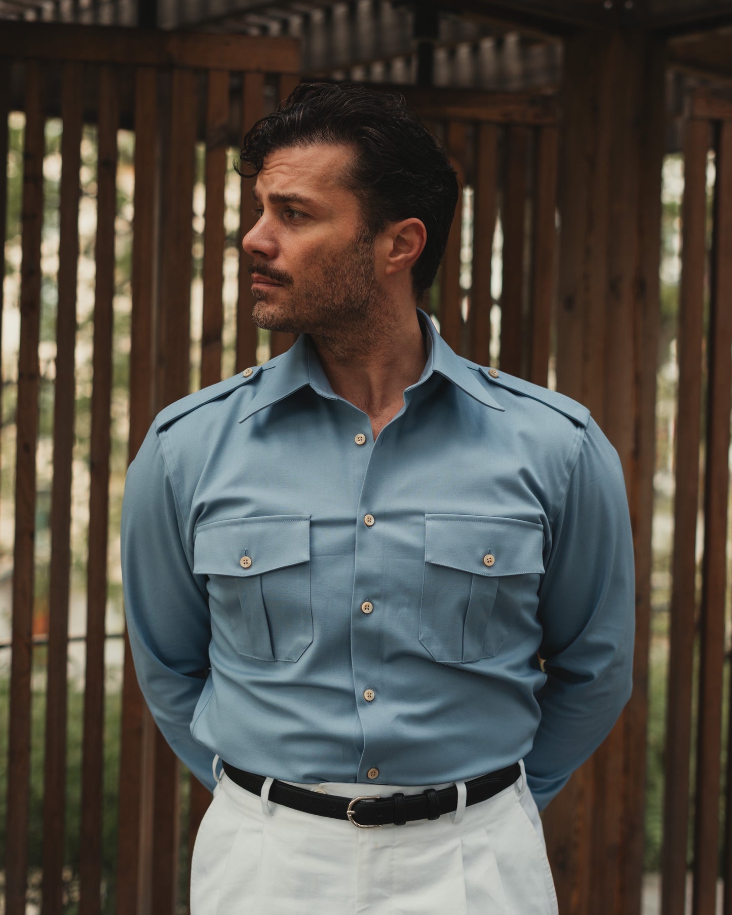 SENTINELLE French military shirt blue cotton twill