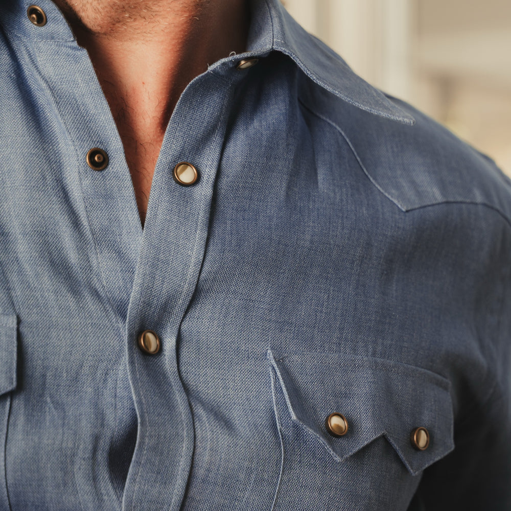 
                  
                    NASHVILLE Western Shirt blue linen
                  
                